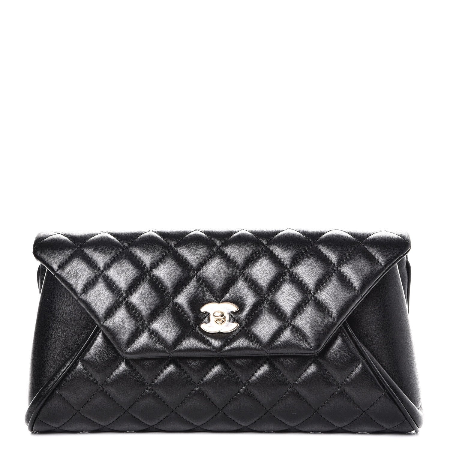 Chanel Lambskin Quilted Fold Up Again Clutch Black 1 of 8