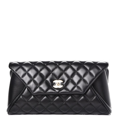 Chanel Lambskin Quilted Fold Up Again Clutch Black 1 of 8