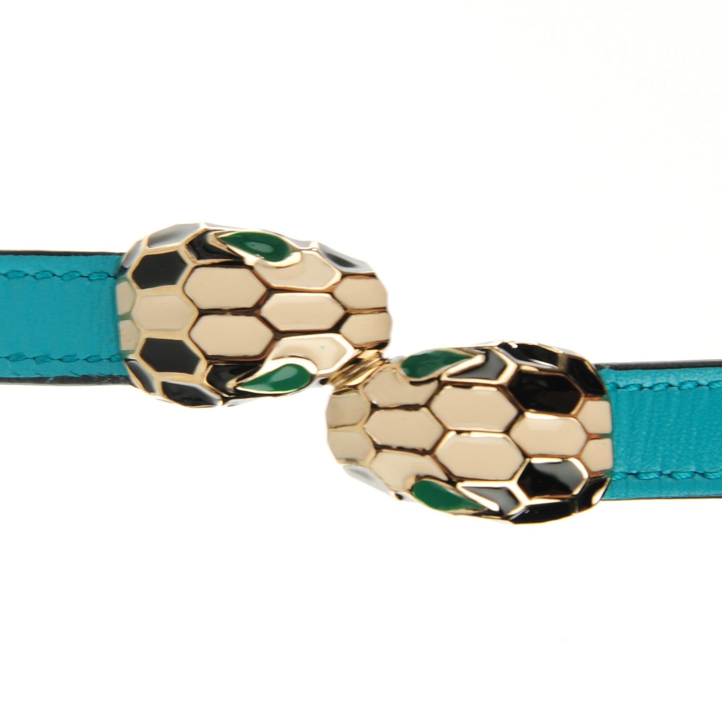 Calfskin Serpenti Forever Multi-coiled Bracelet M Aquarelle Turquoise
