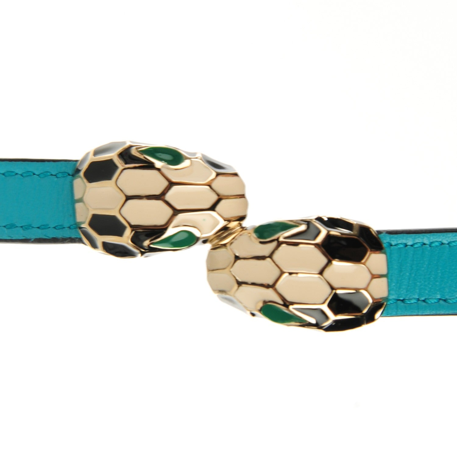 Bulgari Calfskin Serpenti Forever Multi-coiled Bracelet M Aquarelle Turquoise 7 of 13
