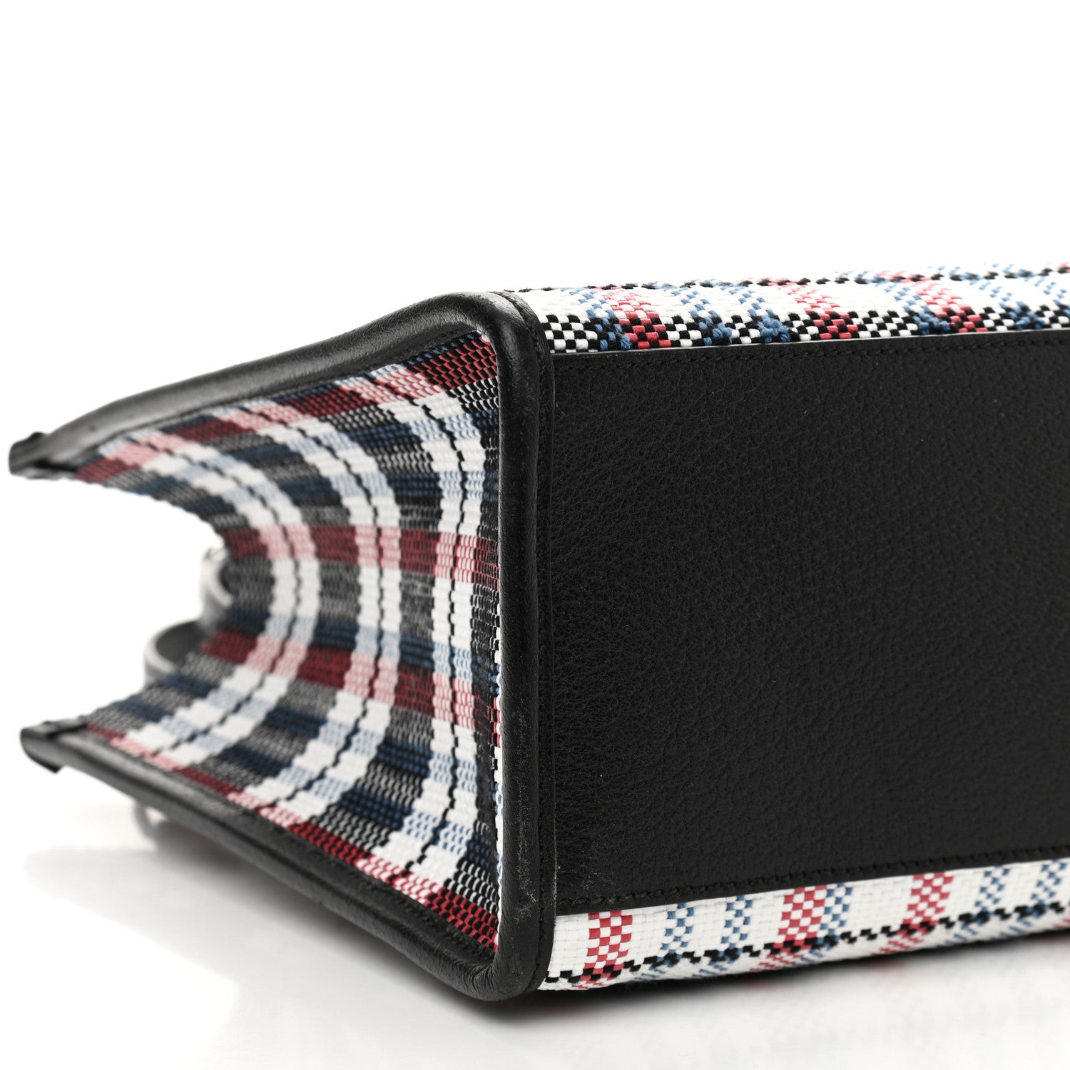 Gucci Canvas Plaid ICCUG Embroidered Small Tote Bag Black White Red Blue Smile Yellow 9 of 10
