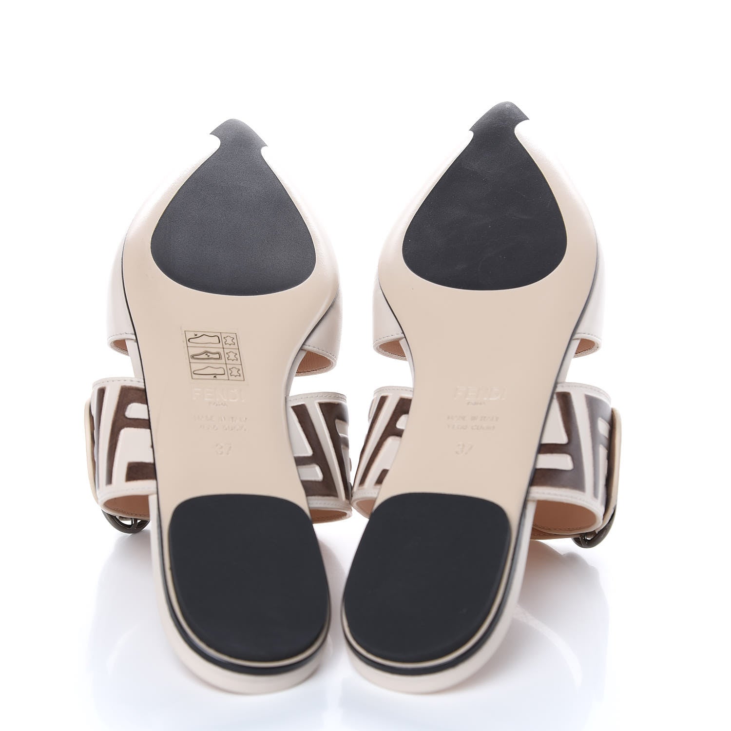 Fendi Vitello FF Embossed Buckle Flat Mules 37 Camelia Moresco 5 of 9