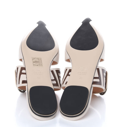 Fendi Vitello FF Embossed Buckle Flat Mules 37 Camelia Moresco 5 of 9