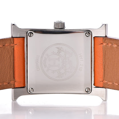Hermes Stainless Steel Swift 21mm Heure H Hour Quartz Watch Orange 4 of 5