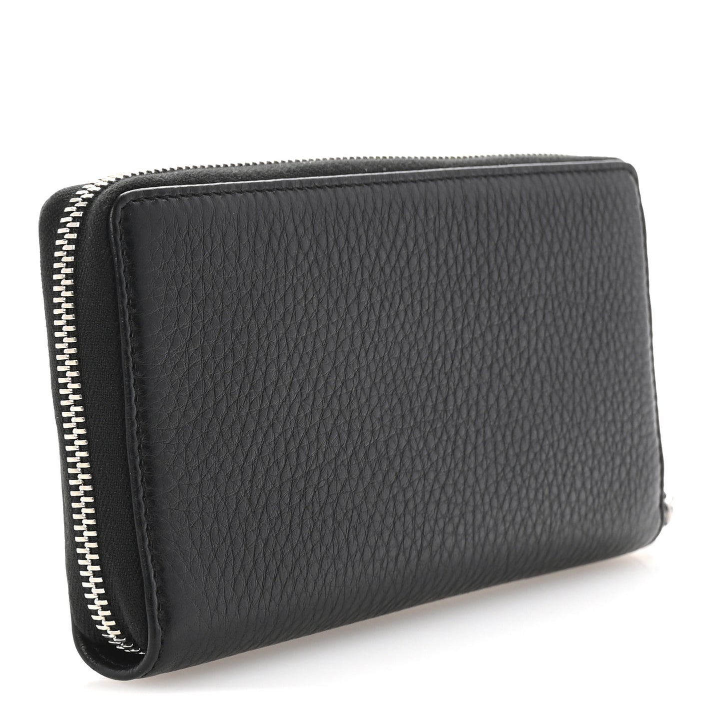 Pebbled Calfskin Studded Soho Zip Around Wallet Black