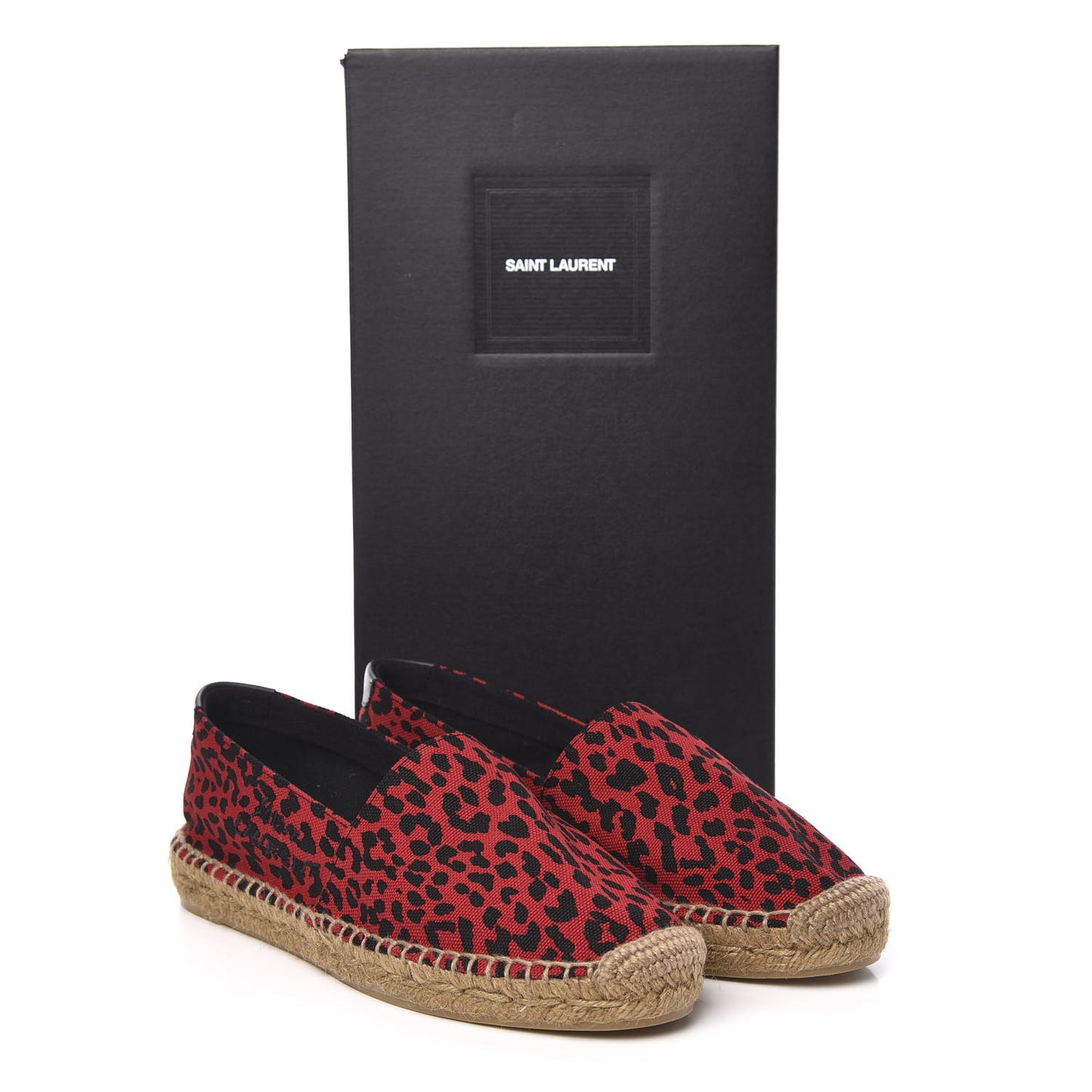Canvas Leopard Print Espadrilles 37.5 Red Black