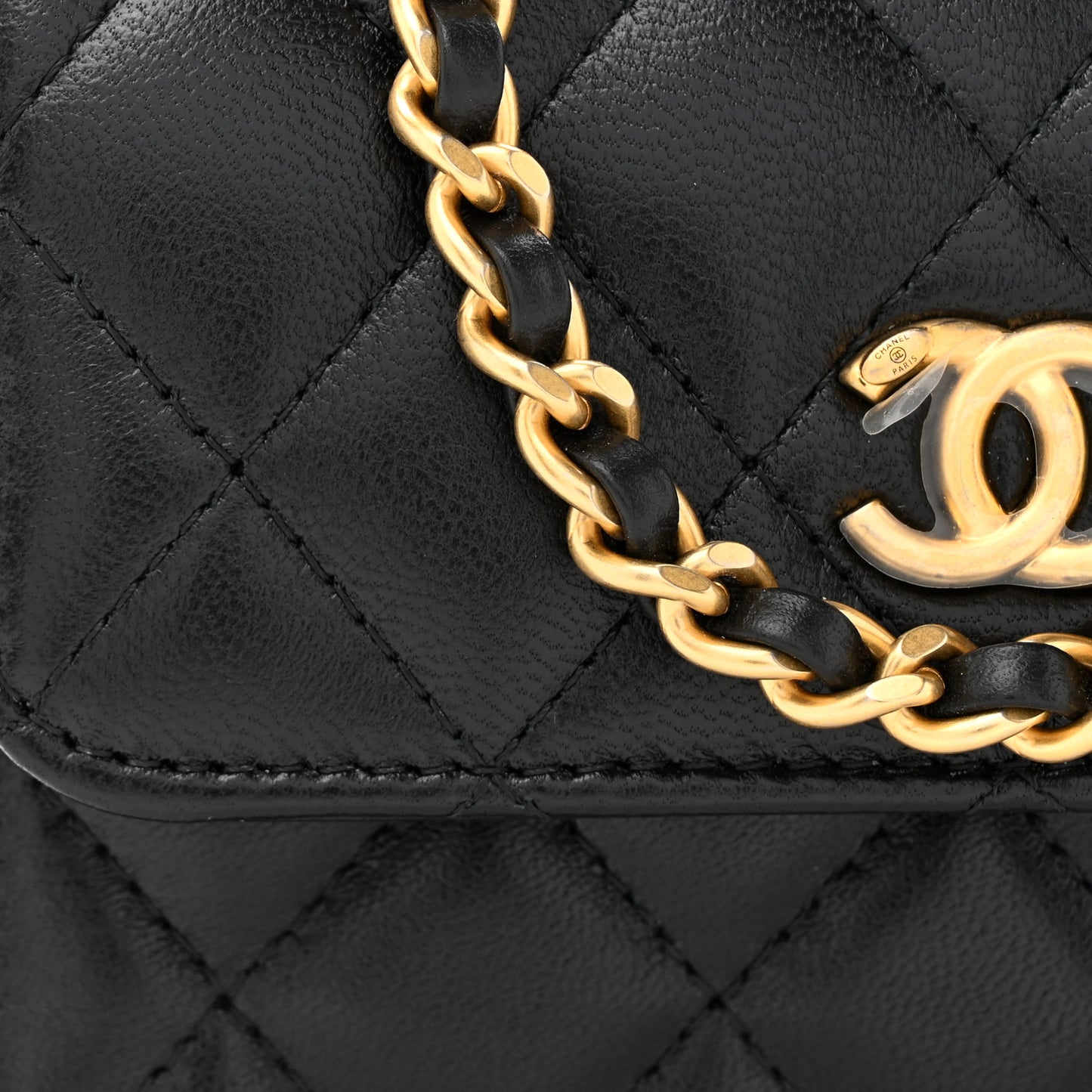 Lambskin Quilted Maxi Pearl Clutch With Chain Black