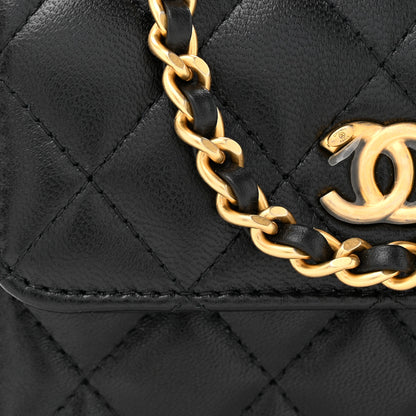 Chanel Lambskin Quilted Maxi Pearl Clutch With Chain Black 9 of 11