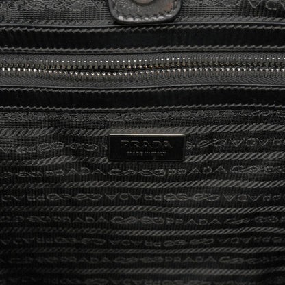 Prada Tessuto Nylon Calfskin Hobo Black 6 of 10