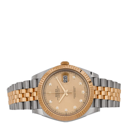 Rolex Stainless Steel 18K Yellow Gold Diamond 41mm Oyster Perpetual Datejust Watch Champagne 126333 2 of 5