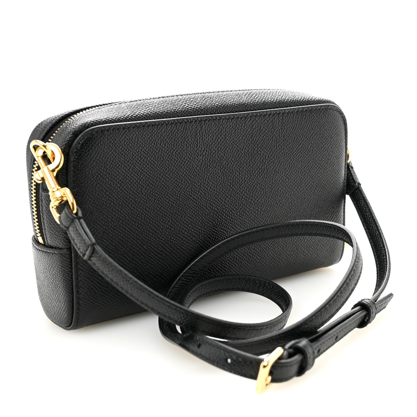 Grained Calfskin Caro Double Pouch Black