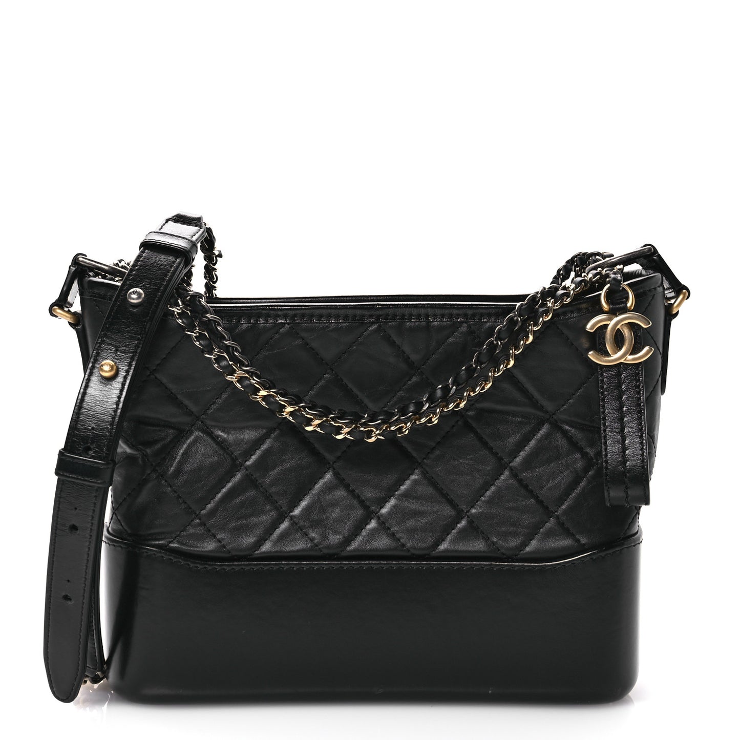 Aged Calfskin Quilted New Medium Gabrielle Hobo Black