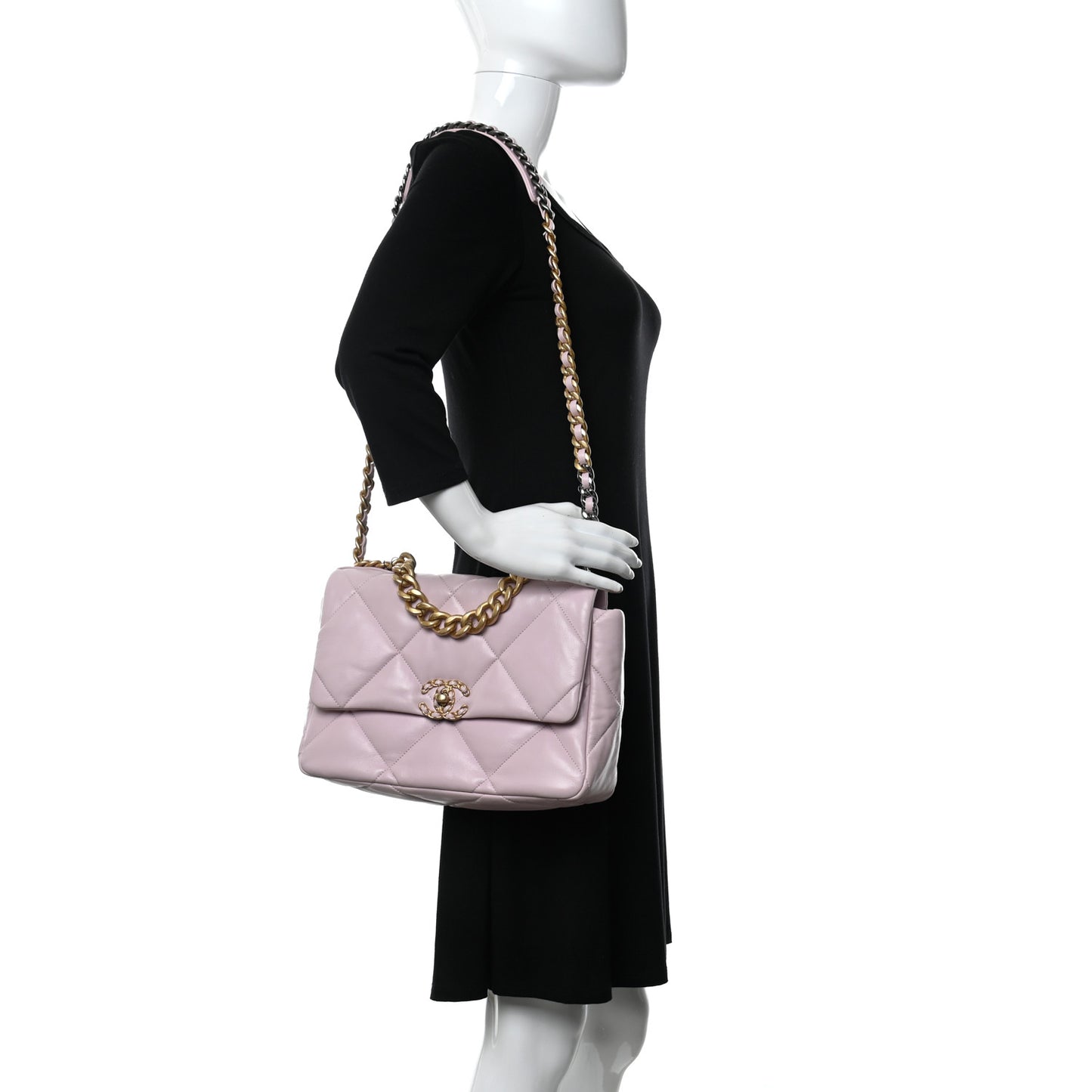 Lambskin Quilted Large Chanel 19 Flap Light Pink