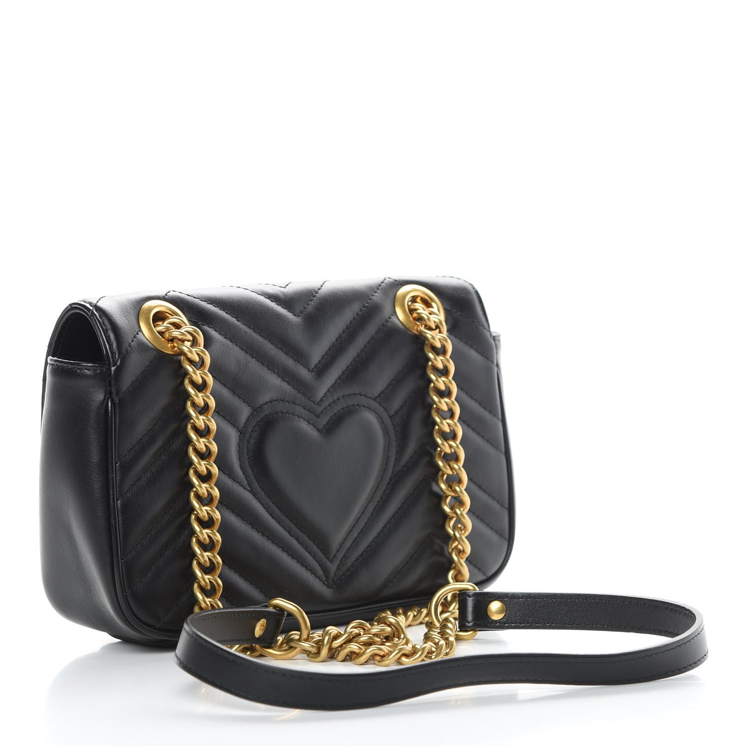 Gucci Calfskin Matelasse Mini GG Marmont Shoulder Bag Black 3 of 14