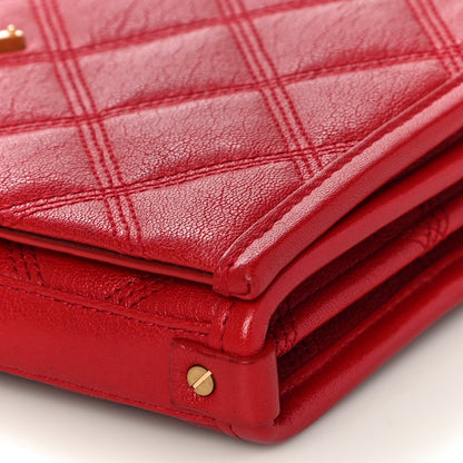 Saint Laurent Lambskin Diamond Quilted Becky Chain Wallet Rouge Eros 9 of 10