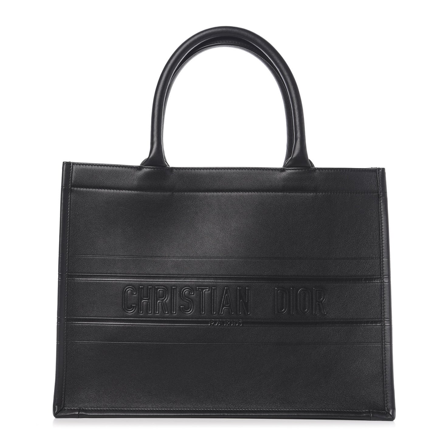 Calfskin Embossed Medium Book Tote Black
