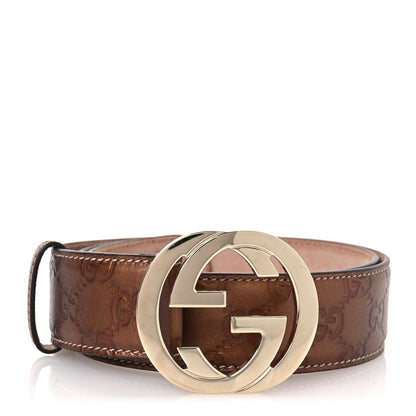 Gucci Metallic Guccissima Signature Interlocking G 40mm Belt 90 36 Cognac Brown 1 of 8