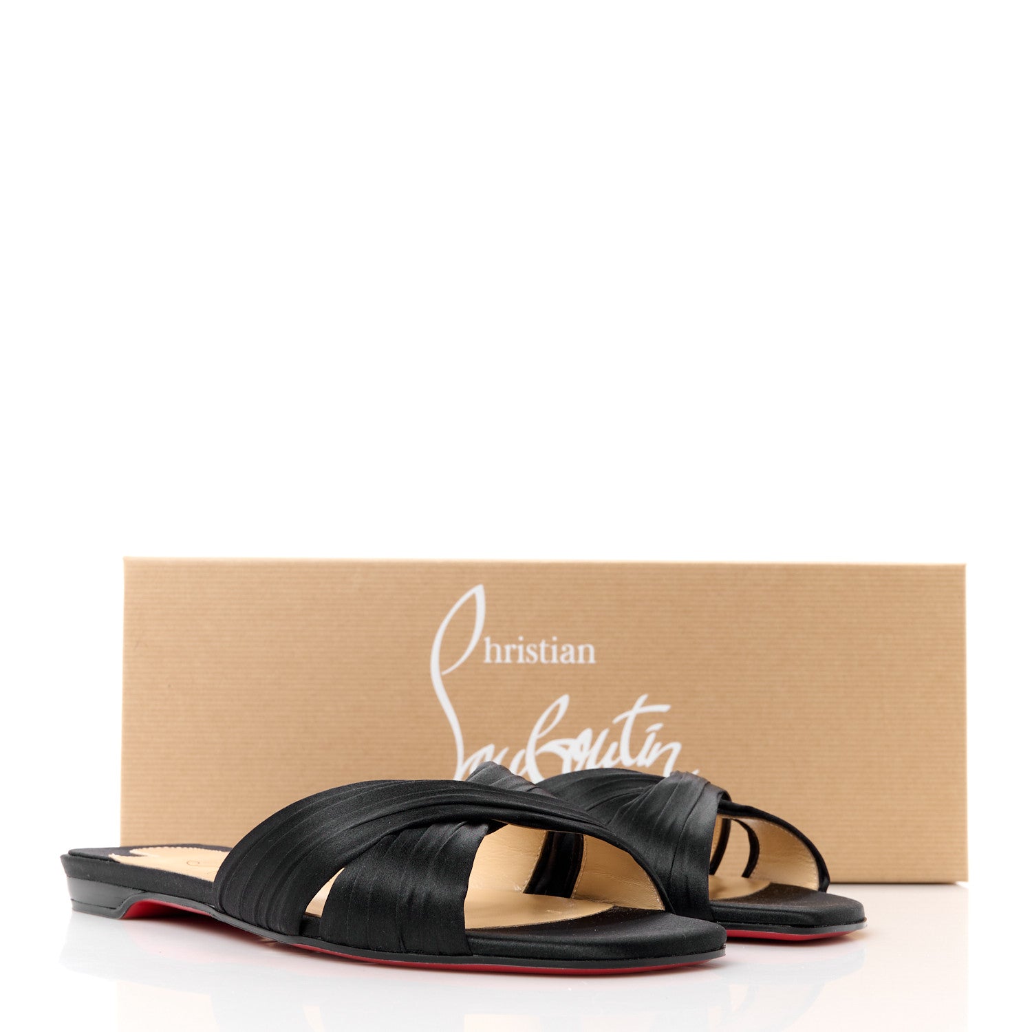 Christian Louboutin Crepe Satin Nicol Is Back Sandals 37.5 Black 8 of 8