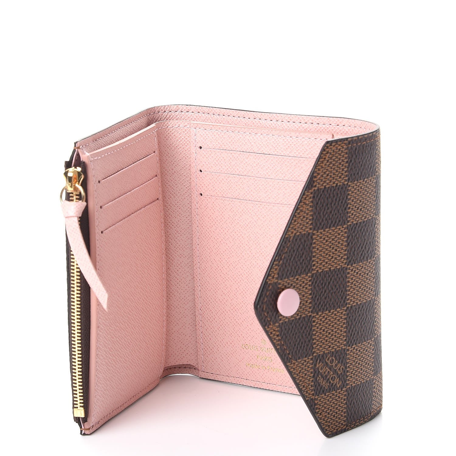 Louis Vuitton Damier Ebene Victorine Wallet Rose Ballerine 5 of 8