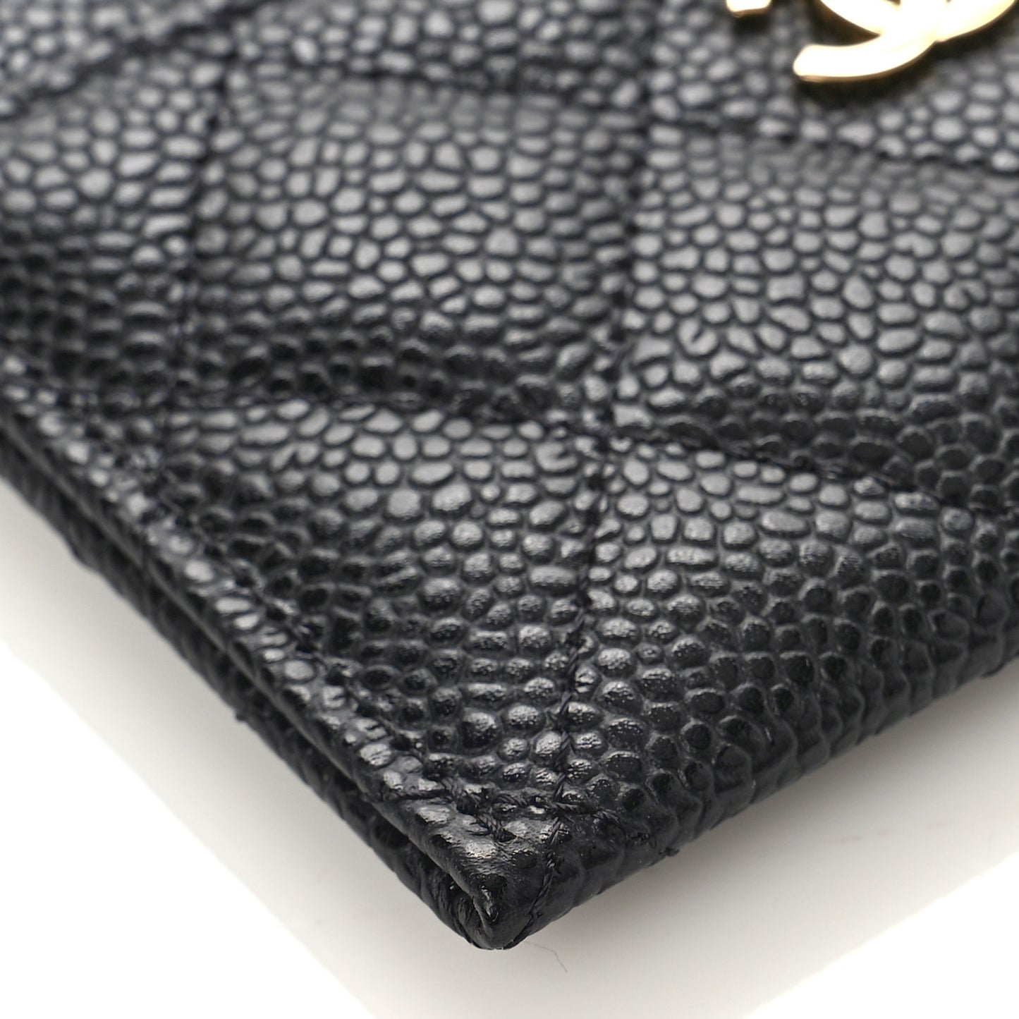 Caviar Quilted Card Holder Black