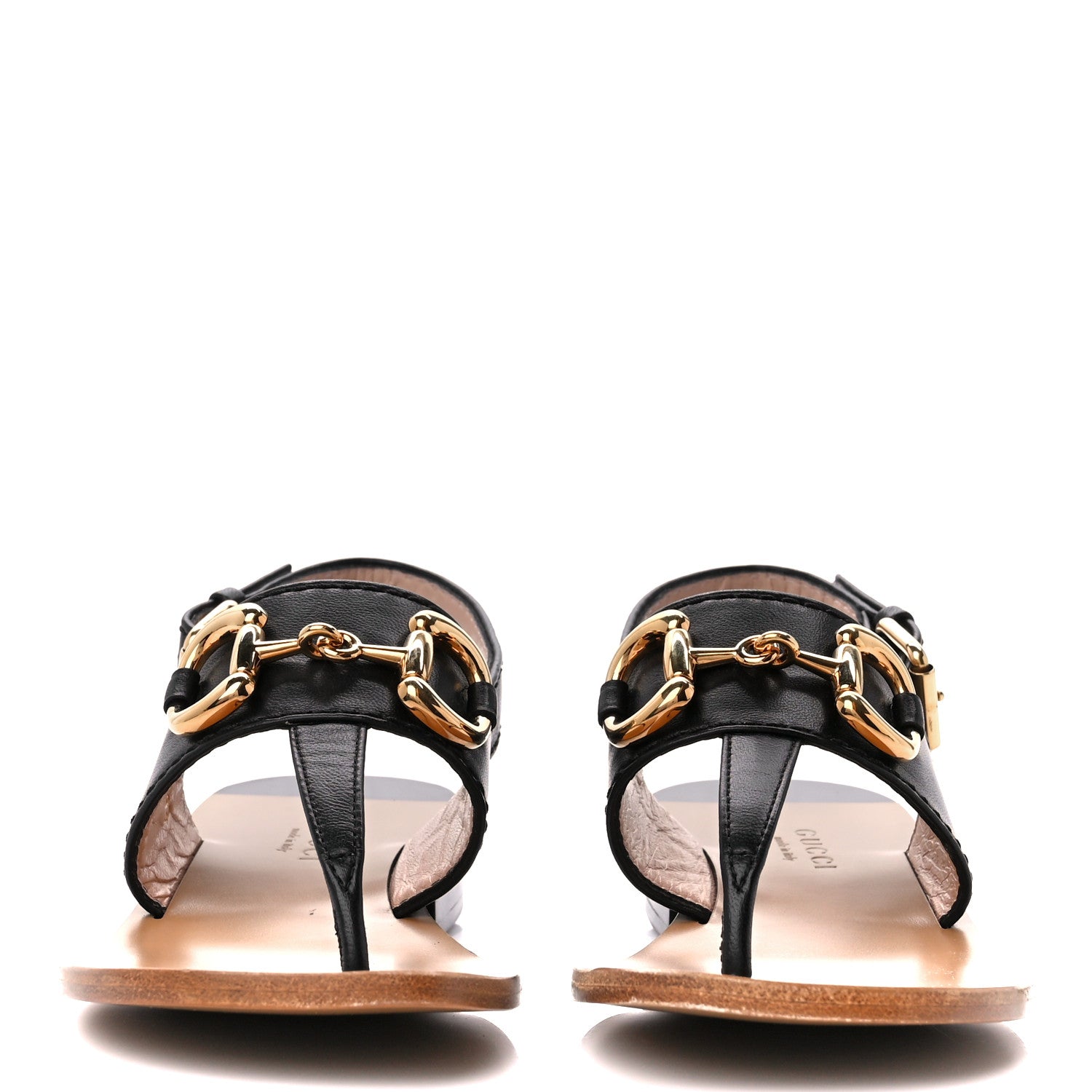 Gucci Nappa Charlotte Horsebit Thong Sandals 35.5 Black 2 of 9