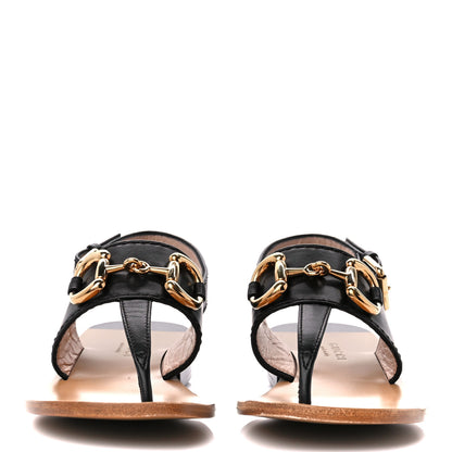 Gucci Nappa Charlotte Horsebit Thong Sandals 35.5 Black 2 of 9