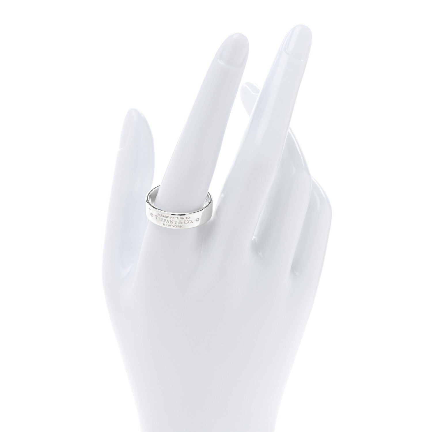 Tiffany Sterling Silver Diamond Return to Tiffany Narrow Ring 63 10.5 2 of 4