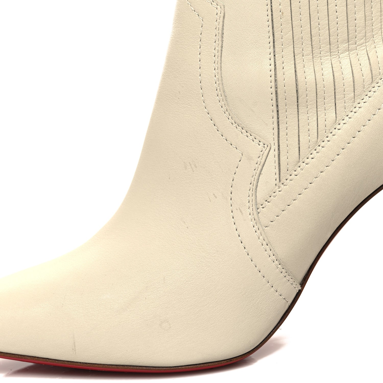 Christian Louboutin Calfskin Santigag 85 Ankle Boots 38 White 8 of 11
