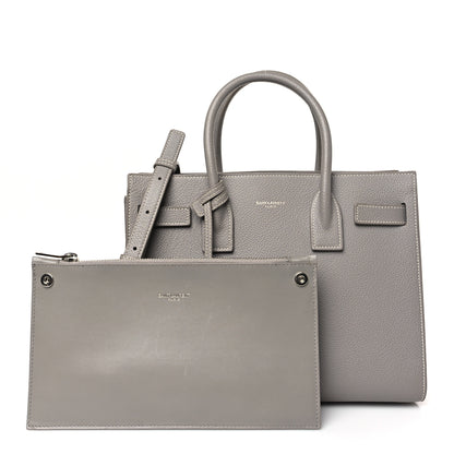 Saint Laurent Grained Calfskin Topstich Baby Sac De Jour Grey 1 of 9