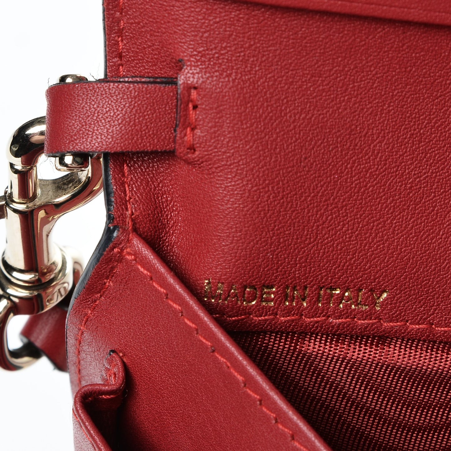 Calfskin Rockstud Travel Wallet Red