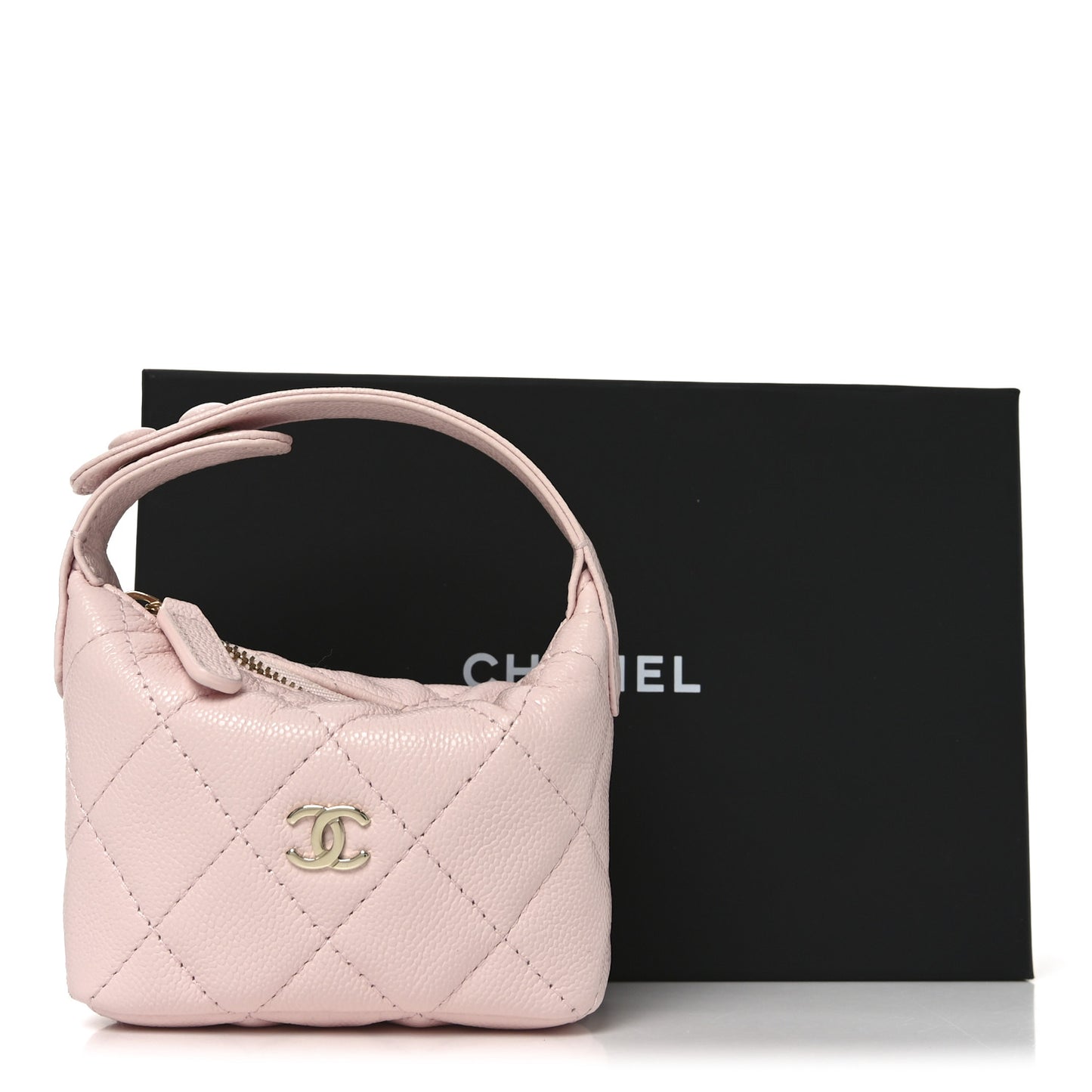 Caviar Quilted Hobo Bag Charm Light Pink