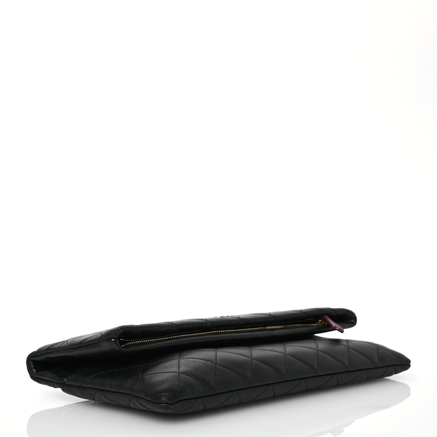 Lambskin Quilted CC Beauty Clutch Black