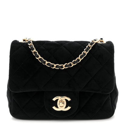 Chanel Velvet Quilted Mini Square Pearl Crush Flap Black 1 of 10