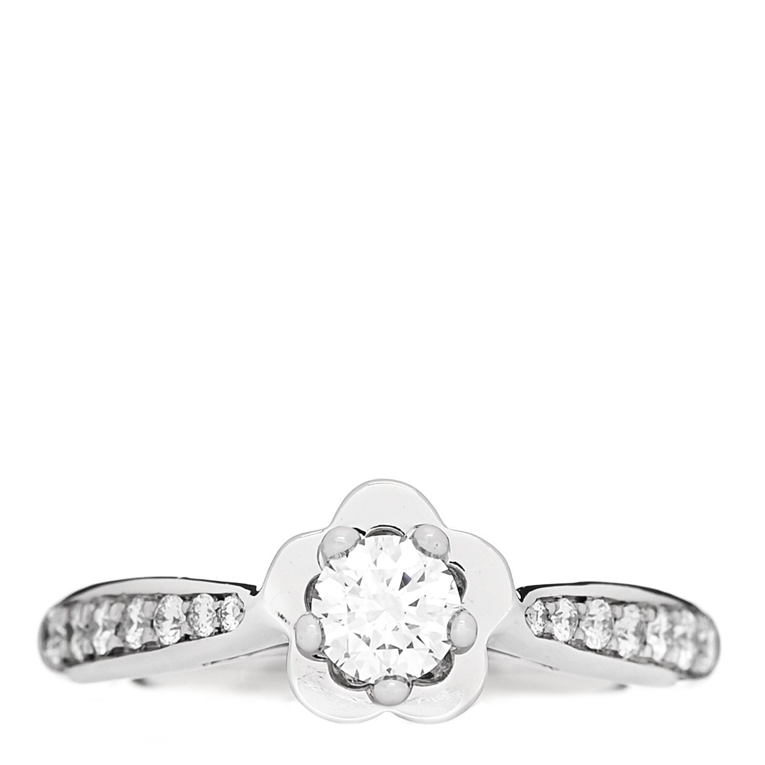 Chanel Platinum Diamond .26ct Camelia Ring 47 4 1 of 7
