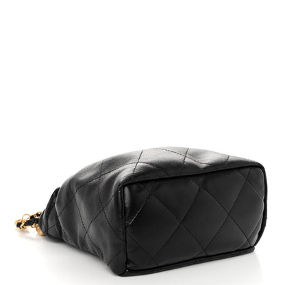 Chanel Lambskin Resin Quilted Small Bucket Bag Black 4 of 10