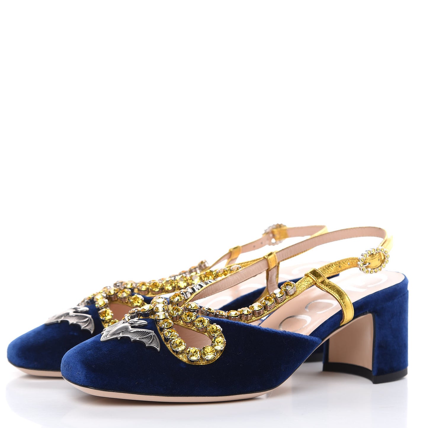Velvet Crystal Bat Pumps 37 Blue
