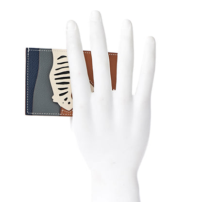 Hermes Epsom Barenia Evercolor Rooroo 3CC Card Holder Fauve Craie Amande Bleu De Malte 2 of 8