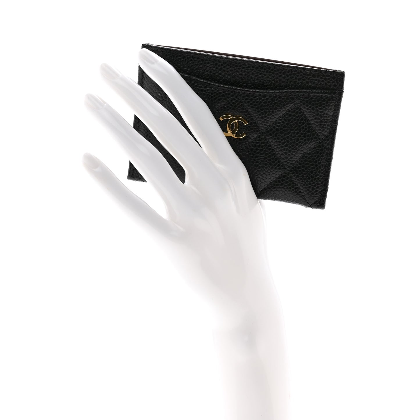 Caviar Quilted Card Holder Black