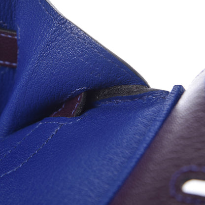 Hermes Chevre Mysore Bi-Color Horseshoe Birkin 30 Raisin Bleu Electrique 37 of 37