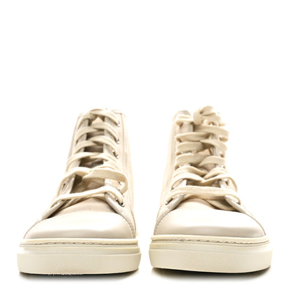 Gucci Washed Cotton GG Monogram Calfskin Womens High Top Sneakers 39 White Mystic White Great White 3 of 11