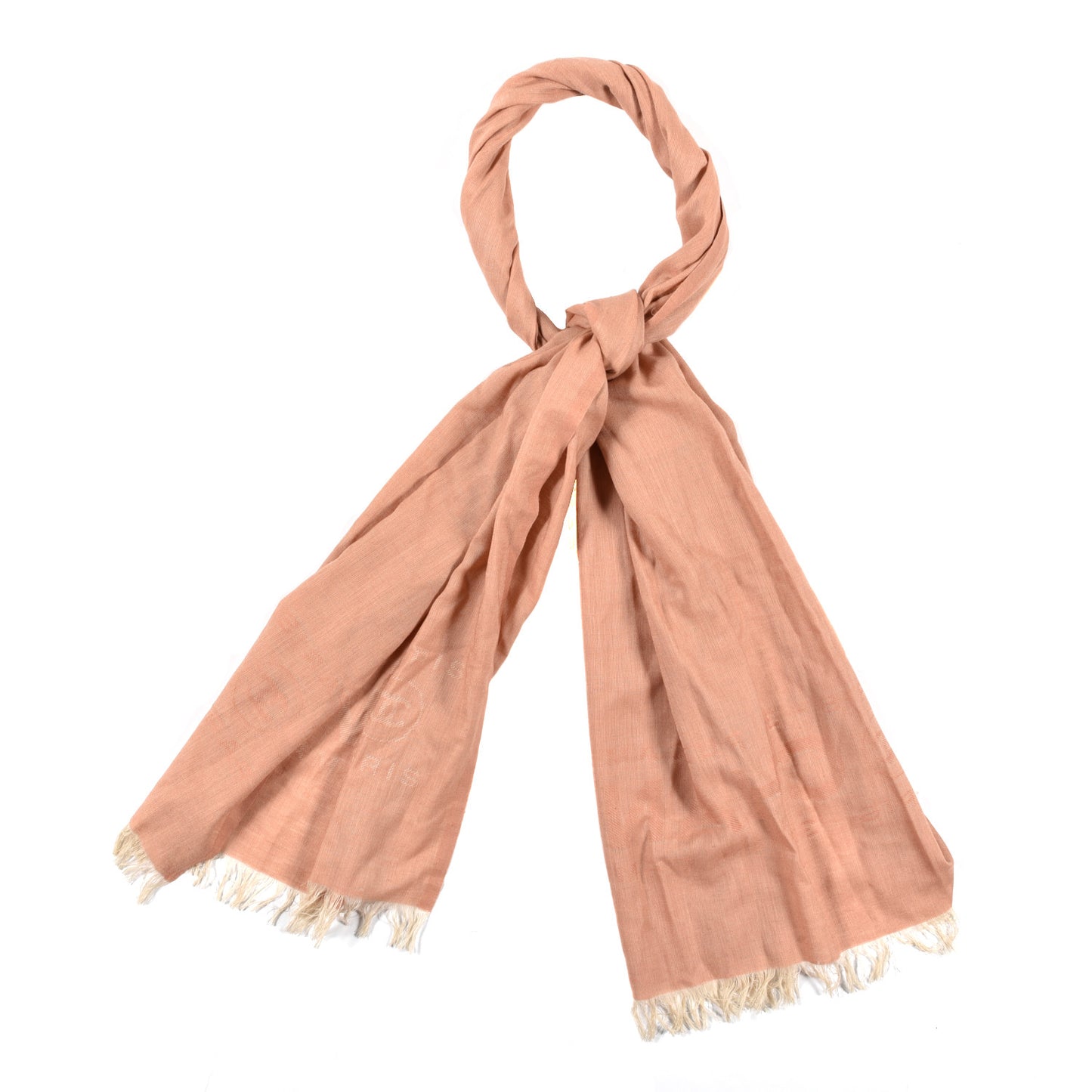 Cashmere Silk CC Rue Cambon Fringe Scarf Pink
