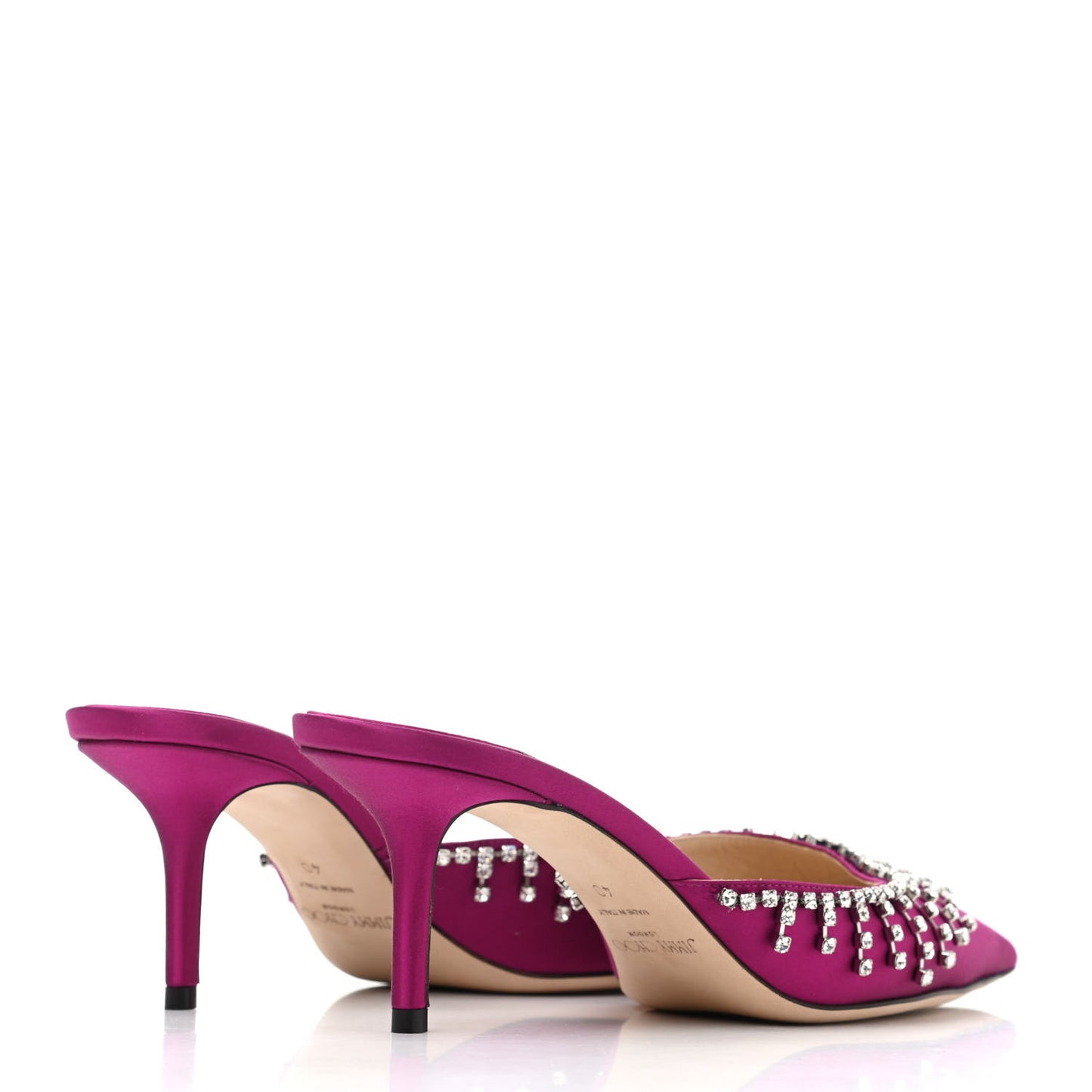 Satin Crystal Embellished Tatie Mules 40 Pink