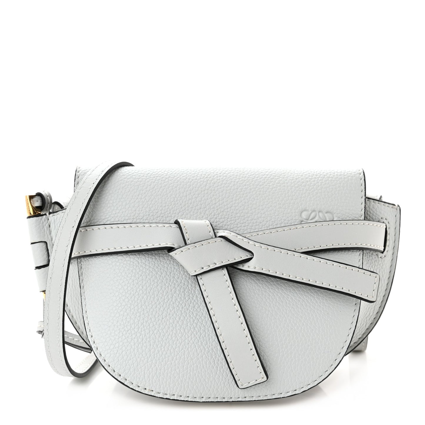 Pebble Grain Calfskin Mini Gate Bag Kaolin
