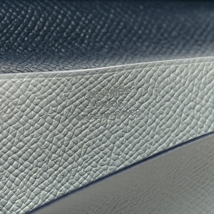 Hermes Epsom MC2 Fleming Checkbook Holder Wallet Bleu Electrique Gris Mouette 6 of 10