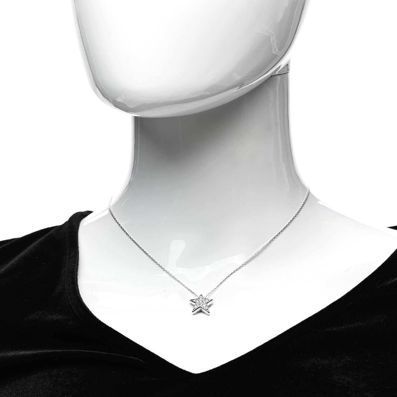 Chanel 18K White Gold Diamond Medium Comete Geode Pendant Necklace 2 of 4