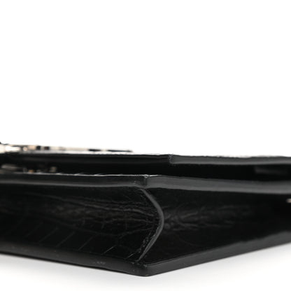 Saint Laurent Calfskin Crocodile Embossed Kate Monogram Tassel Chain Wallet Black 10 of 11