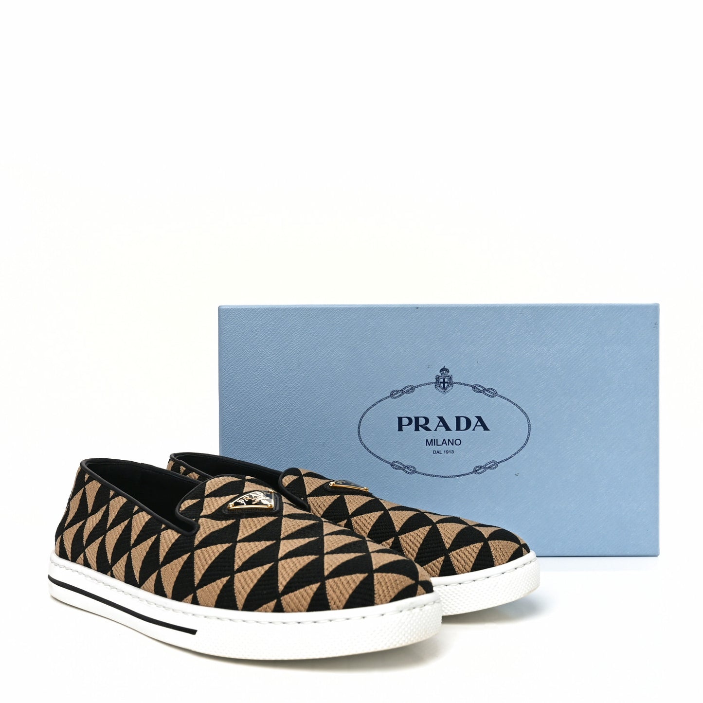 Jacquard Trianglolo Symbole Embroidered Metal Triangle Logo Slip On Sneakers 37.5 Corda Black