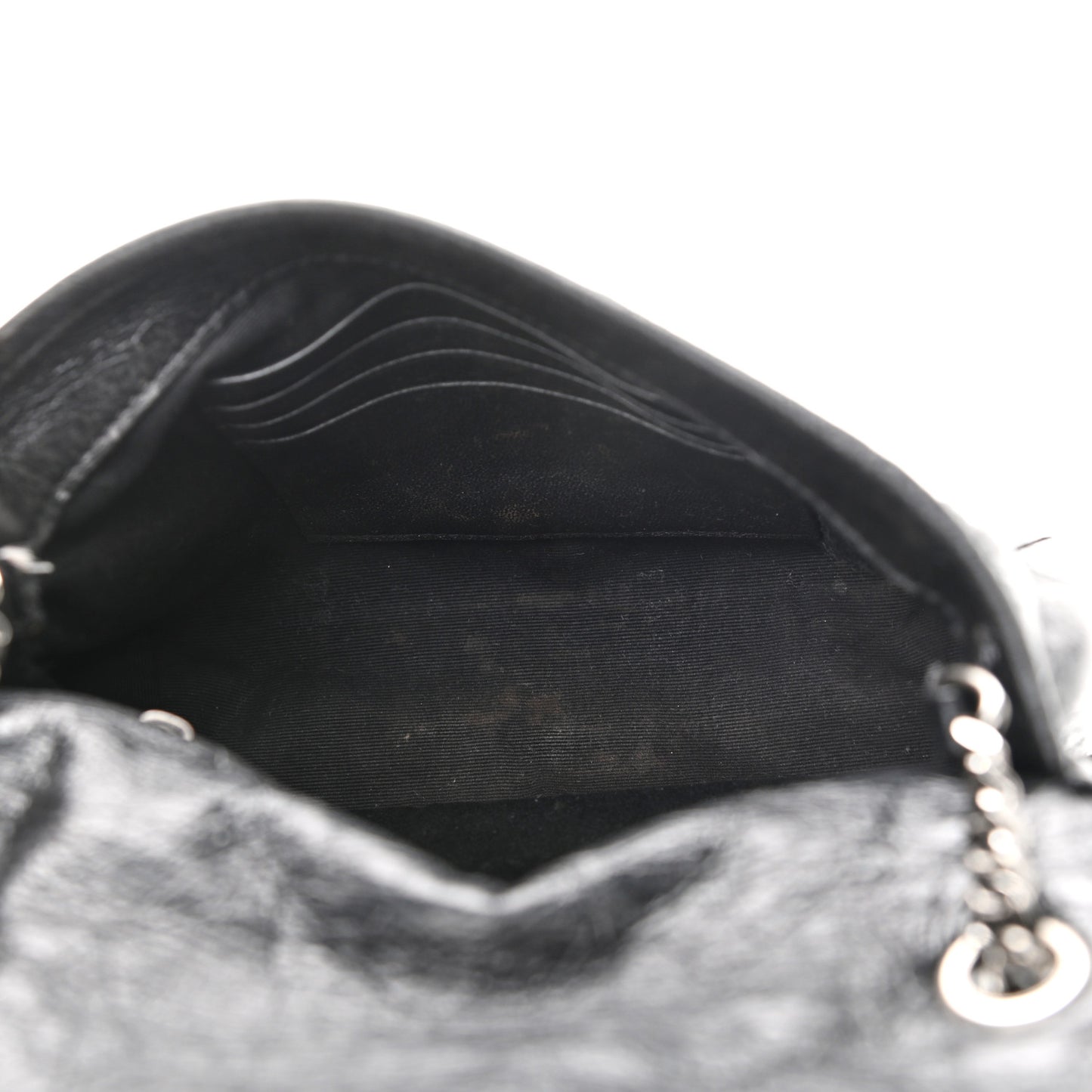Crinkled Calfskin Matelasse Monogram Niki Chain Wallet Black