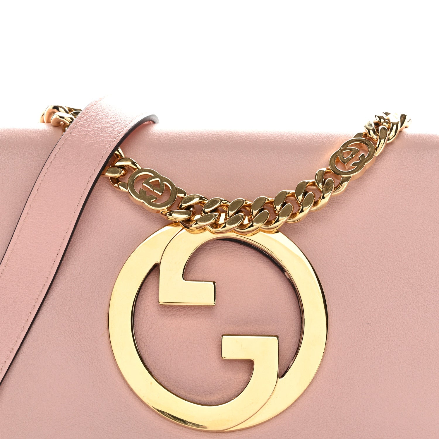 Gucci Roxy Calfskin Blondie Chain Shoulder Flap Bag Powder Pink 7 of 9