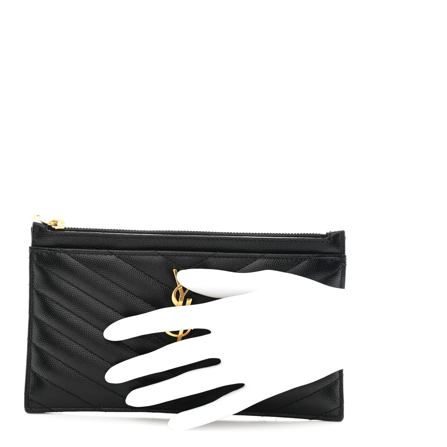 Grain De Poudre Chevron Monogram Bill Pouch Black